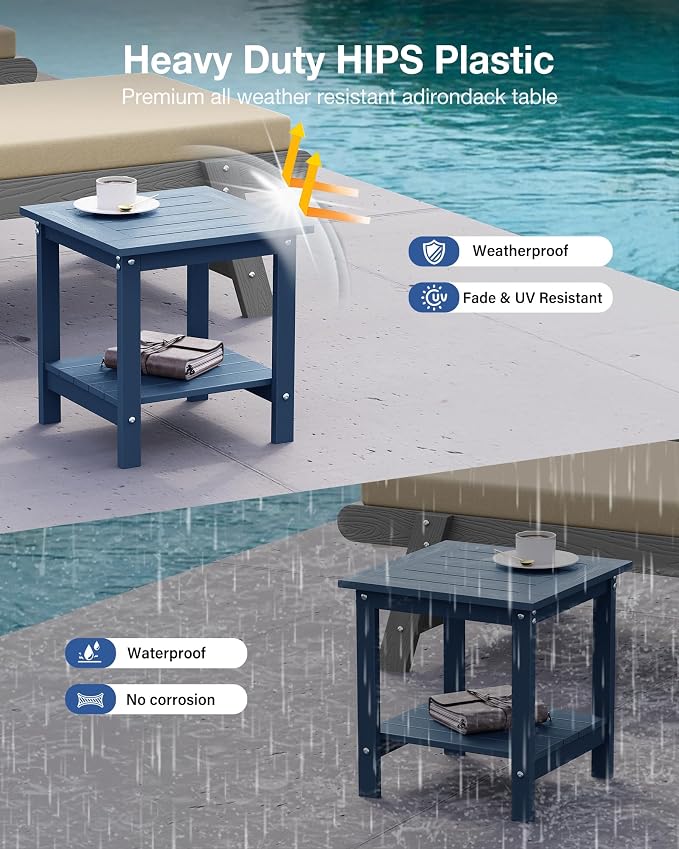 YEFU Outdoor Side Table for Patio: 16x16 in HIPS Square Outdoor End Table - Image 4