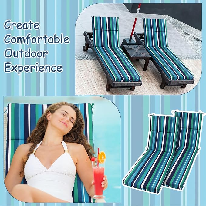 2 Pcs Indoor Outdoor Chaise Lounge Cushions Sponge Bench Outdoor Furniture - Image 4