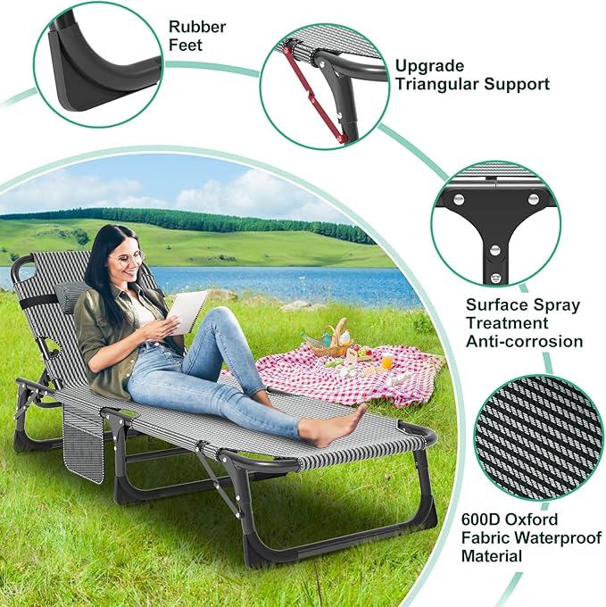 LILYPELLE Folding Outside Chaise Lounge Chair - Image 6
