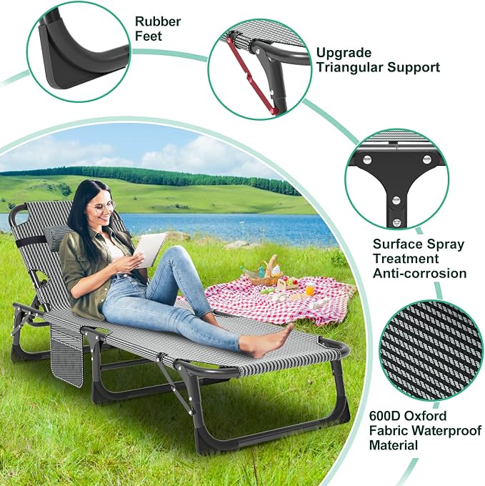 LILYPELLE Folding Outside Chaise Lounge Chair - Image 6