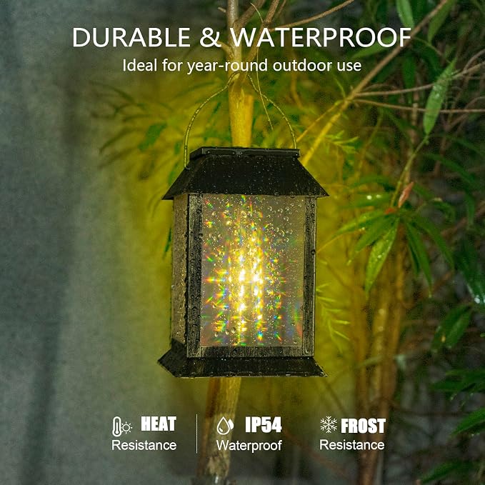 2 Pack Solar Lanterns Outdoor Waterproof, 3D Hanging Solar Lights, Type-C - Image 5