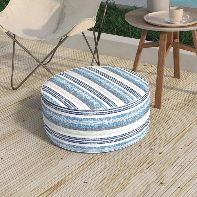 Patio Inflatable Ottoman, 21x9 Inch Portable Stool Ottoman by MelodyElephant