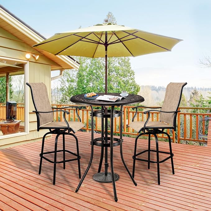 VINGLI Outdoor Bar Table, Cast Aluminum Bar Height Patio Table - Image 2