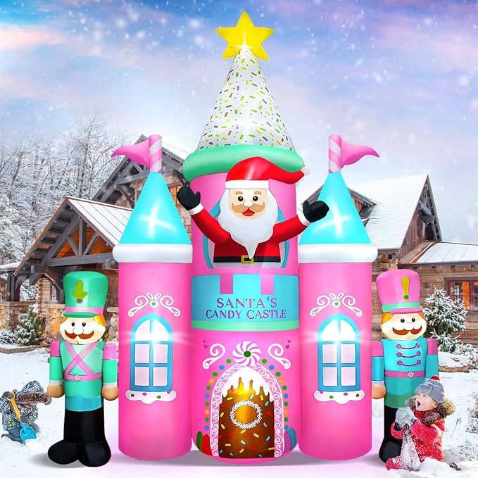 Kalolary 10FT Christmas Inflatables Outdoor Decorations, Candy Castle Inflatable - Image 5