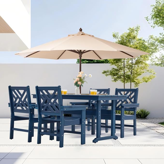 HDPE Dining Table Set for 4, 5-Piece Outdoor Table and Chairs Include 4 Dining - Image 6