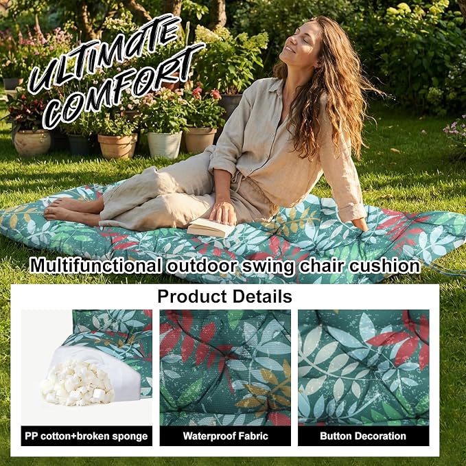 Waterproof Porch Swing Cushion Replacement, Thick 4" 2–3 Seat Outdoor Swing - Image 3