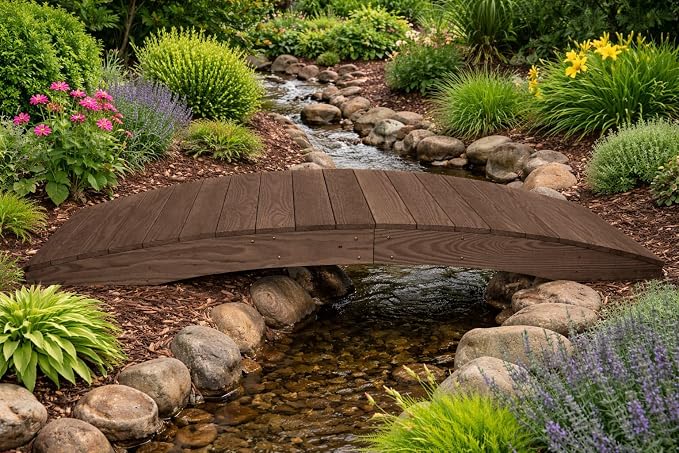 8 FT WALNUT Amish Made Pinewood Heavy Duty Garden Bridge - Image 6