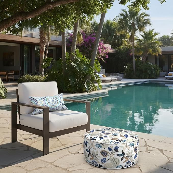 LVTXIII Outdoor Inflatable Ottoman, Portable Round Ottoman Pouf - Image 2