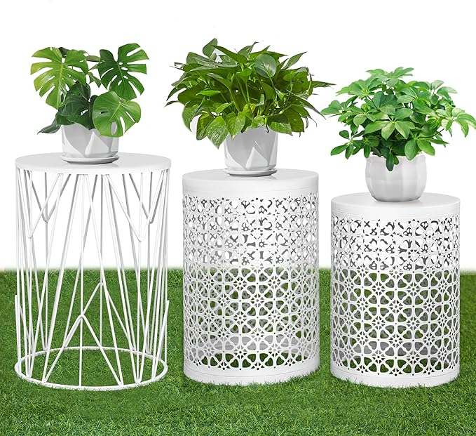 HFHOME Set of 3 Heavy-Duty Round End Table, Side Table, Coffee Table by HFHOME