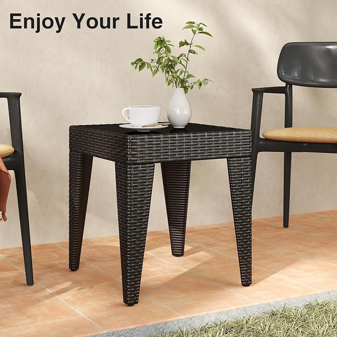 Kinfant Rattan Patio Side Table - Image 6