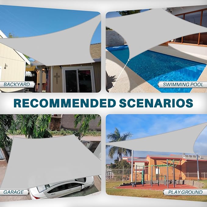 Coarbor 5'x13' Waterproof Sun Shade Sail Rectangle Canopy Shade Cover - Image 2