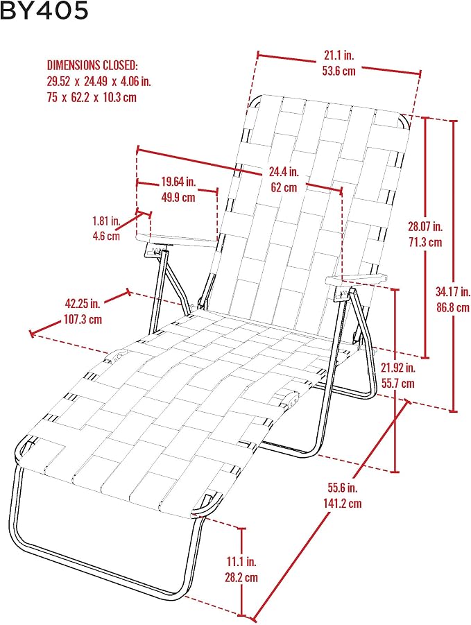 Camp & GO 4-Position Folding Web Lawn Chair Outdoor Lounger - Image 3