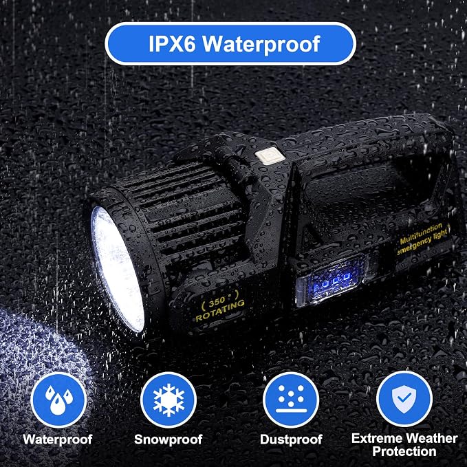 Rechargeable Spotlight Flashlight, Peascat 2, 000L Lumens LED Handheld Spot - Image 6