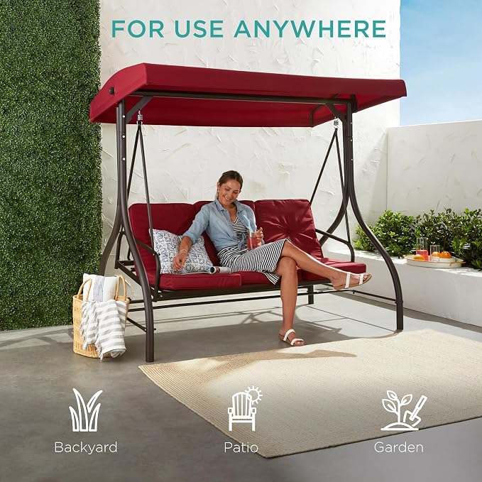 Best Choice Products 3-Seat Outdoor Large Converting Canopy Swing Glider - Image 6