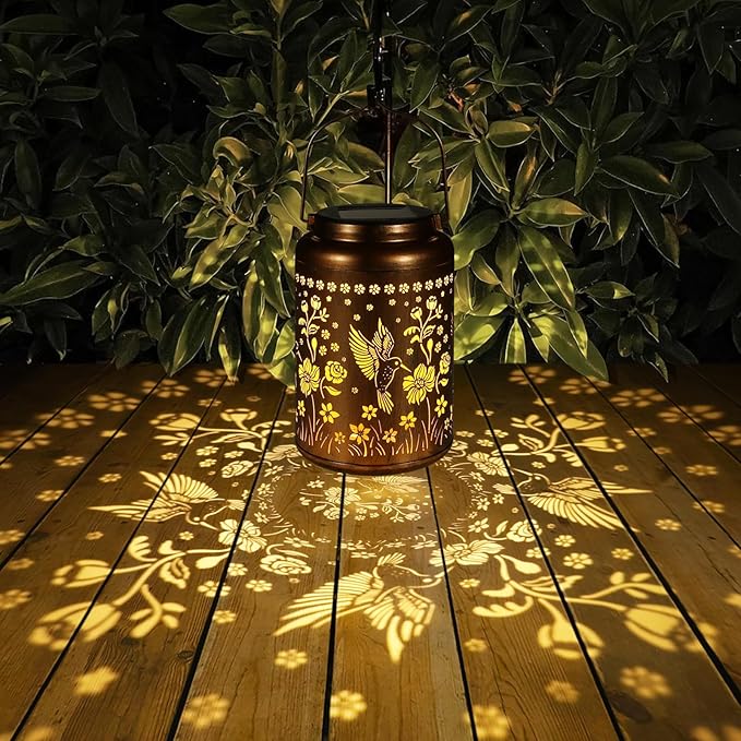 2 Pack Solar Lanterns Outdoor Waterproof, Hummingbird Garden Decor Gifts - Image 2
