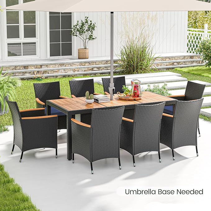 Tangkula 9 Pieces Rattan Outdoor Dining Set - Image 3