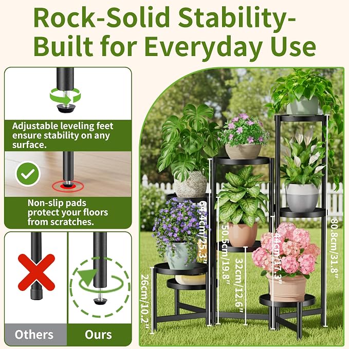 8 Tiered Plant Stand Indoor for Multiple Large Planter, Tall Heavy Duty - Image 3