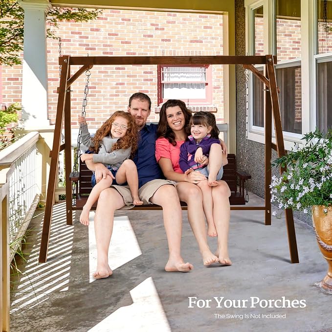 VINGLI 5FT Wooden Swing Frame, 660 LBS Heavy Duty A-Frame Porch Swing Stand - Image 5