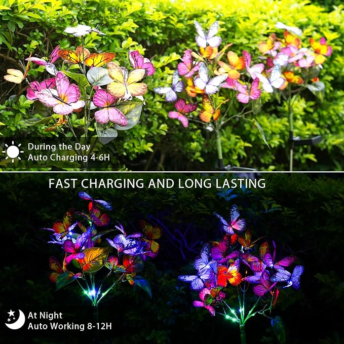 Solar Garden Lights Outdoor Waterproof Decorative Solar Lights Outdoor 2 Pack - Image 4