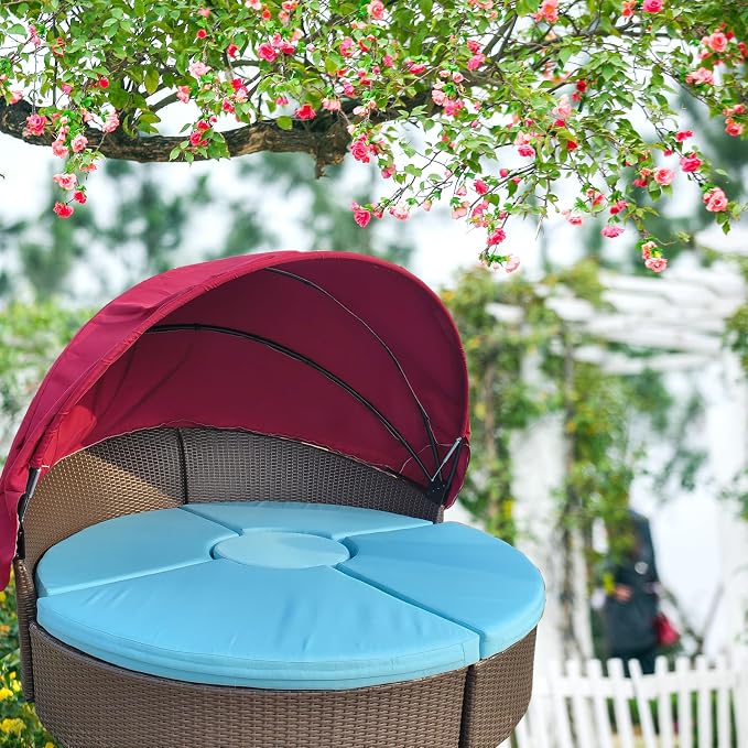 66" Patio Round Daybed Replacement Canopy Cover Retractable Top Cover - Image 6