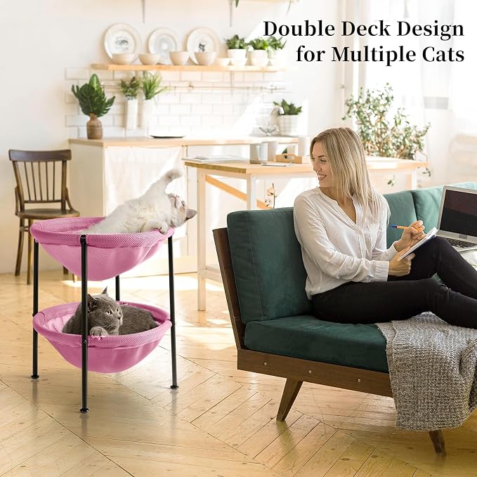 Double Cat Bed Pink, Breathable Pet Bed - Image 2