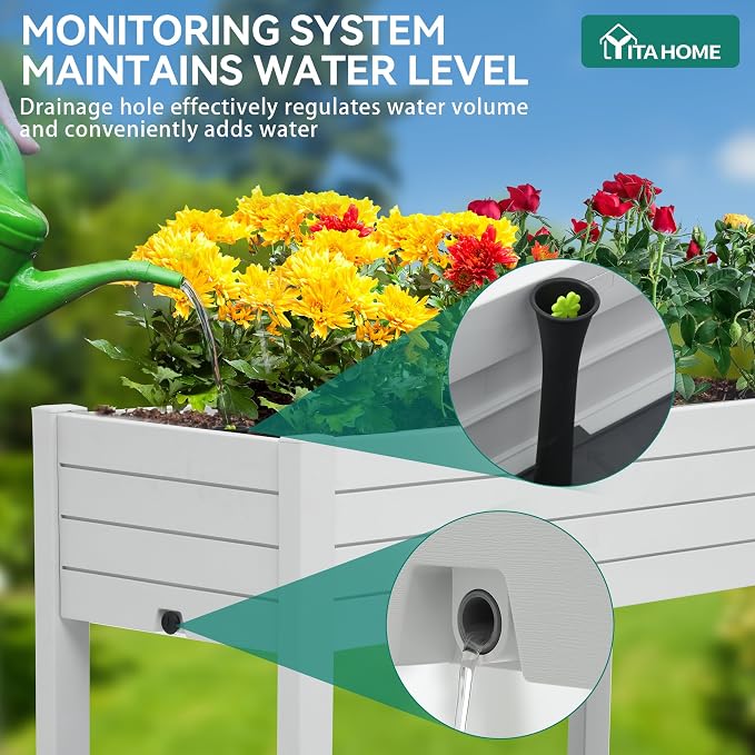 YITAHOME 43.3x17.7x34 in Elevated Garden Bed, Outdoor Plastic Planter Box - Image 3
