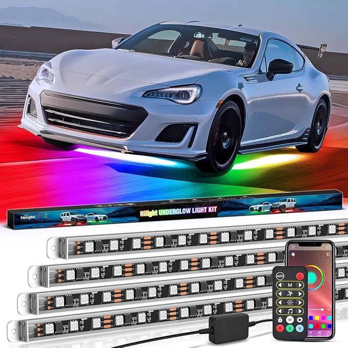 Nilight 4Pcs Aluminum Underglow Neon Accent Strip Lights 396 LEDs Dream Color by Nilight