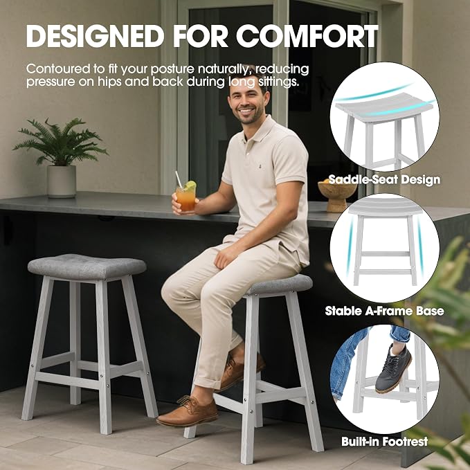 Ciokea 4 Set 29" Outdoor Bar Stools - Image 4
