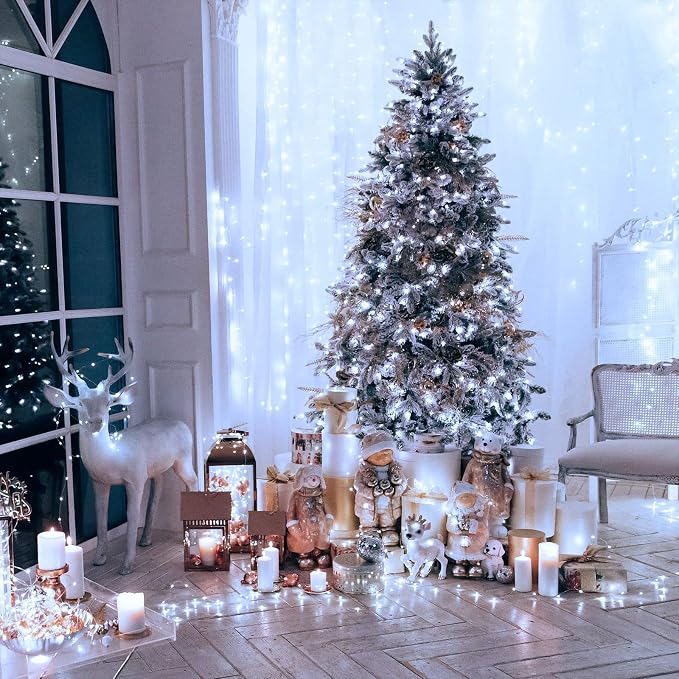 JMEXSUSS 300 LED Christmas Lights Clear Wire, 8 Modes White Christmas String - Image 5