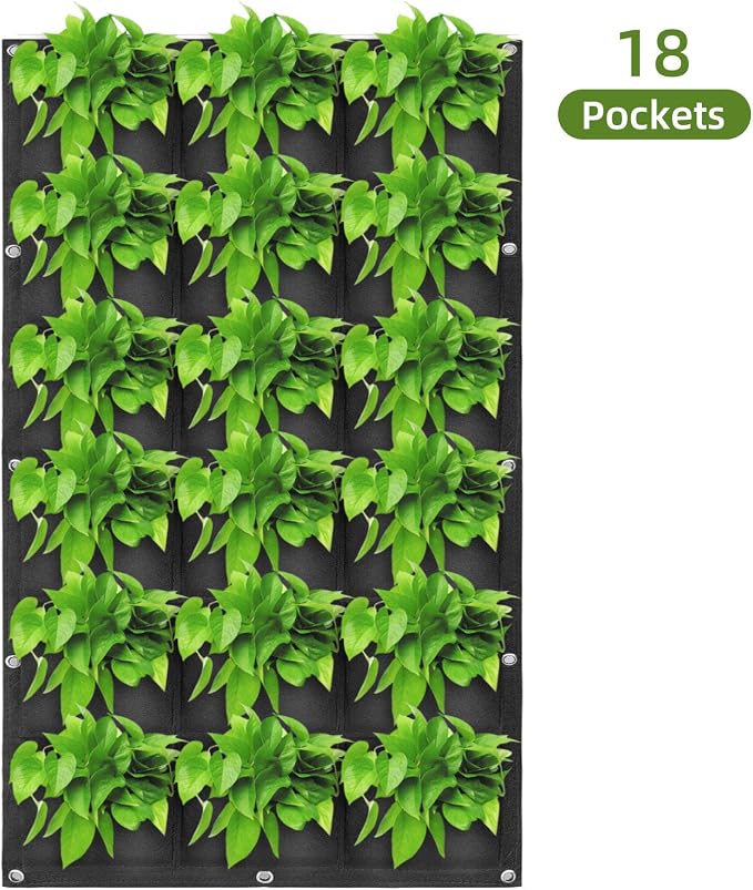 Hanging Planting Grow Bags, 18 Pockets Hanging Vertical Wall Planter Wall - Image 2