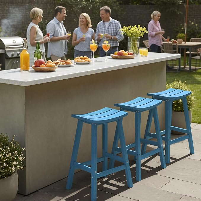 Ciokea 2 Set 29" Outdoor Bar Stools Heavy Duty HDPE Outdoor Stools Weatherproof - Image 6