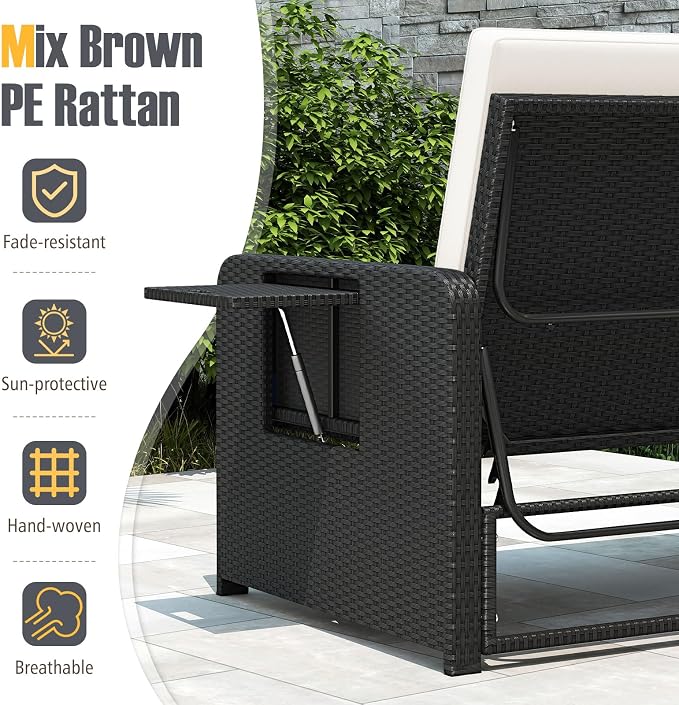 RELAX4LIFE Wicker Patio Outdoor Daybed - Image 9