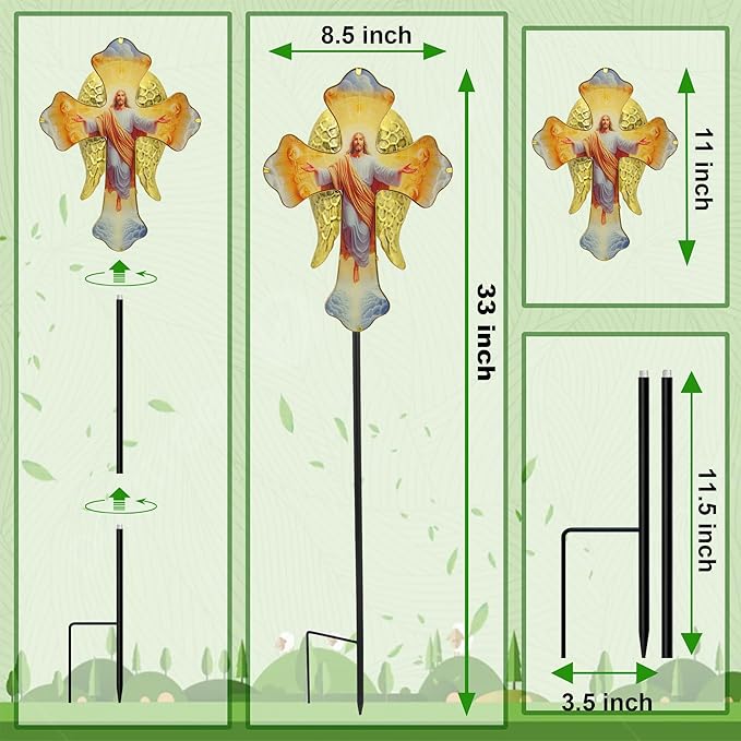Solar Jesus Cross Garden Lights - Image 2