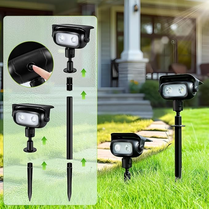 Solar Landscape Spotlights Outdoor Waterproof IP67, Warm White LED Spot Lights - Image 3