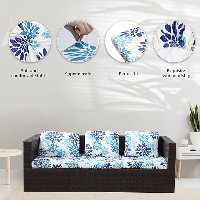 8Pcs Stretch Patio Cushion Covers, Outdoor Couch Covers Replacement, Outdoor - Image 3