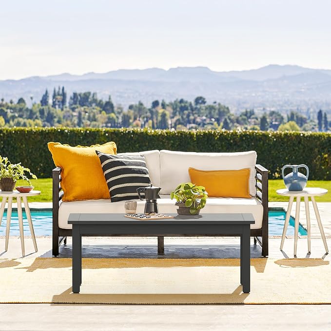 LUE BONA Outdoor Coffee Table, HDPS Patio Coffee Tables - Image 2