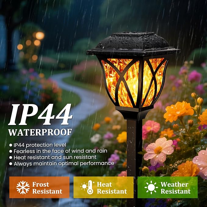GIGALUMI Solar Lights Outdoor Waterproof, 8 Pack Flickering Flame LED Lights - Image 3