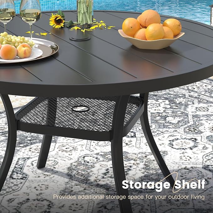 VICLLAX 7 Pieces Patio Outdoor Dining Set, 47.2" Round Metal Table - Image 8