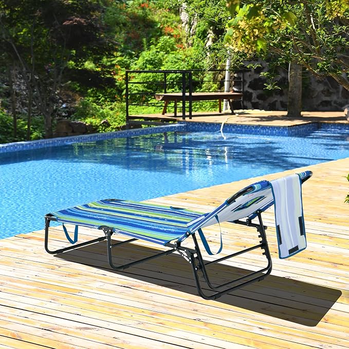 GYMAX Tanning Chair, 350lbs Beach Lounge Chair - Image 2