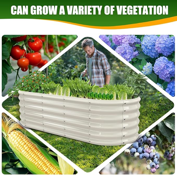 17" Tall Elevated Oval Metal Raised Garden Bed - 5ft x 2ft in Size and 0.8MM - Image 6