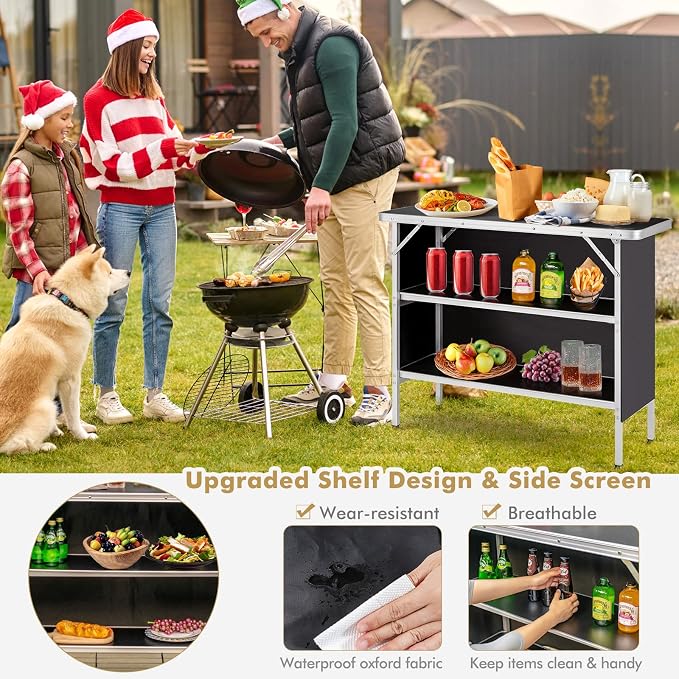 COSTWAY Folding Picnic Camping Table, Portable Lightweight Aluminum Table - Image 4