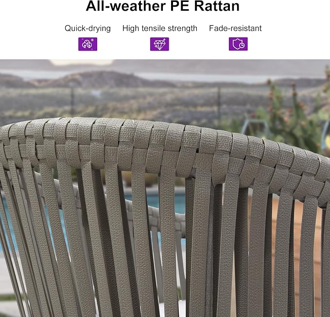 PURPLE LEAF Outdoor Counter Height Bar Stools Set of 2 Patio Metal Modern - Image 4