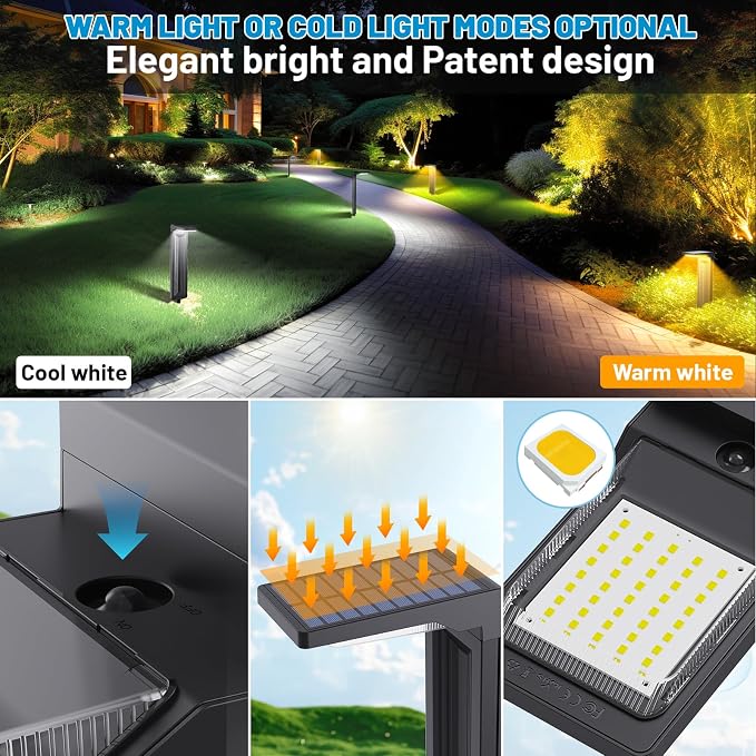 Sunvivo Solar Path Lights, 2 Modes, Bright Solar Path Light Outdoor Waterproof - Image 2