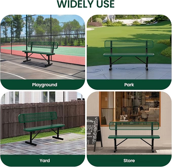 6 Feet Steel Park Bench for Outside, Outdoor Bench - Image 8