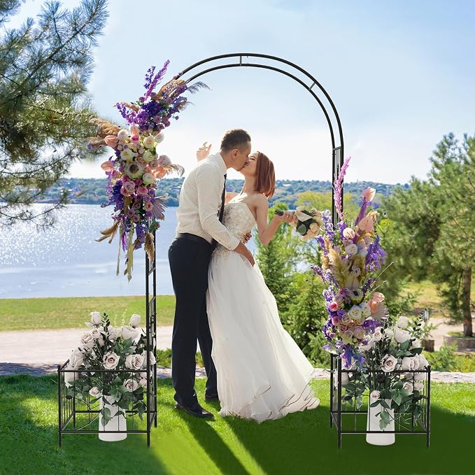 IRONMAX Garden Arch with Planter Boxes, Outdoor Wedding Archway Pergola - Image 8