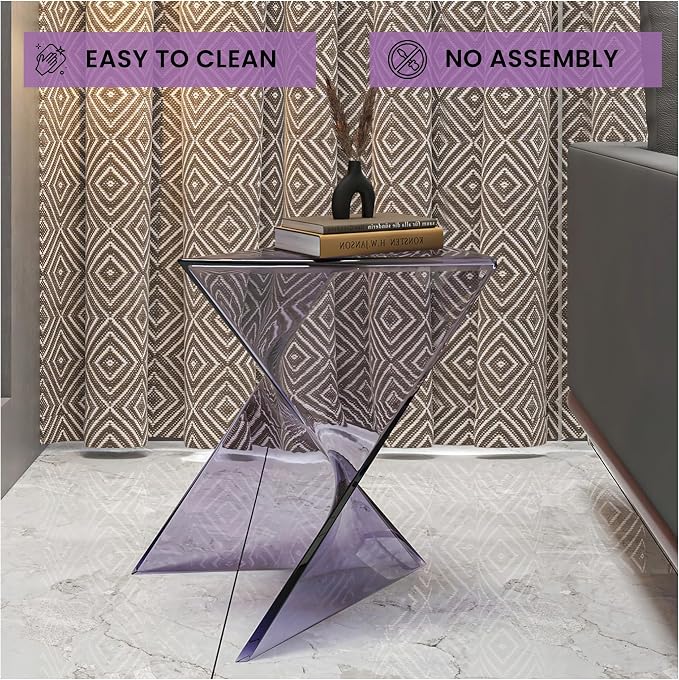 LeisureMod 15.75" Clear Stackable Plastic Side Table - Image 7