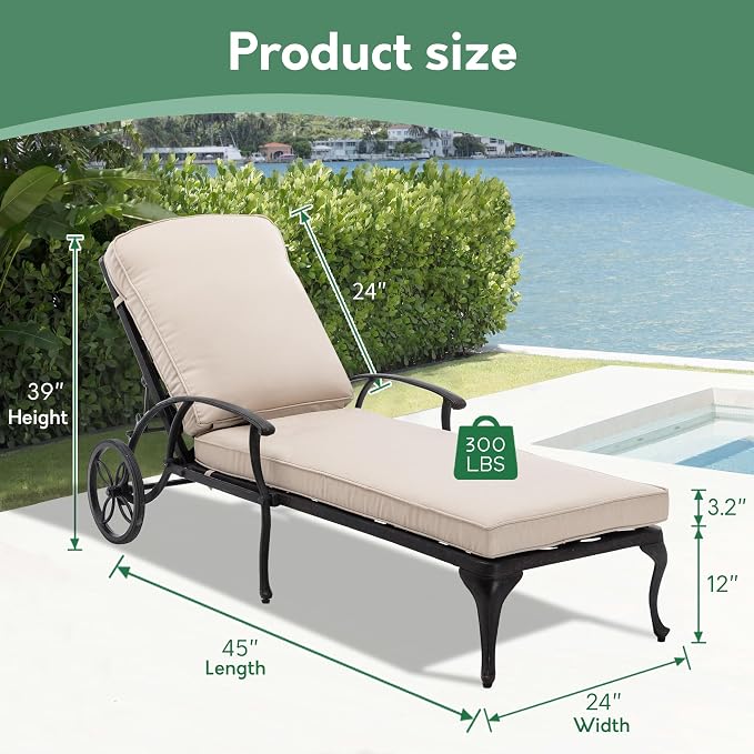 Chaise Lounge Chair Outdoor- Patio Pool Chairs Tanning Lounges - Image 2