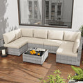 KIGOTY Patio Furniture Set, 7 Pieces Modular Outdoor Sectional Sofa, PE Rattan by KIGOTY