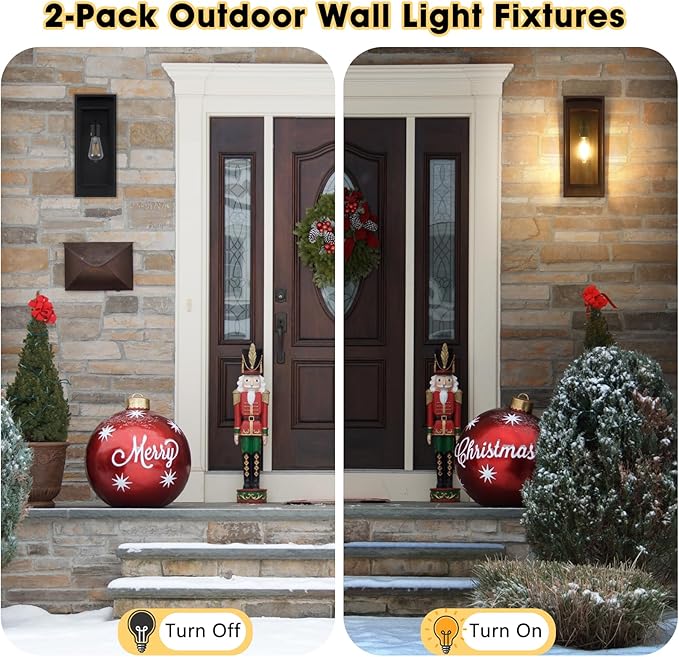 16.5'' Large Outdoor Porch Wall Lanterns, 2 Pack Matte Black Exterior Outdoor - Image 6