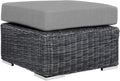 Modway Summon Wicker Rattan Outdoor Patio Sunbrella Square Ottoman in Canvas by Modway